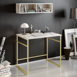 Hanah Home Mesa de estudio Gama - Blanco y Oro